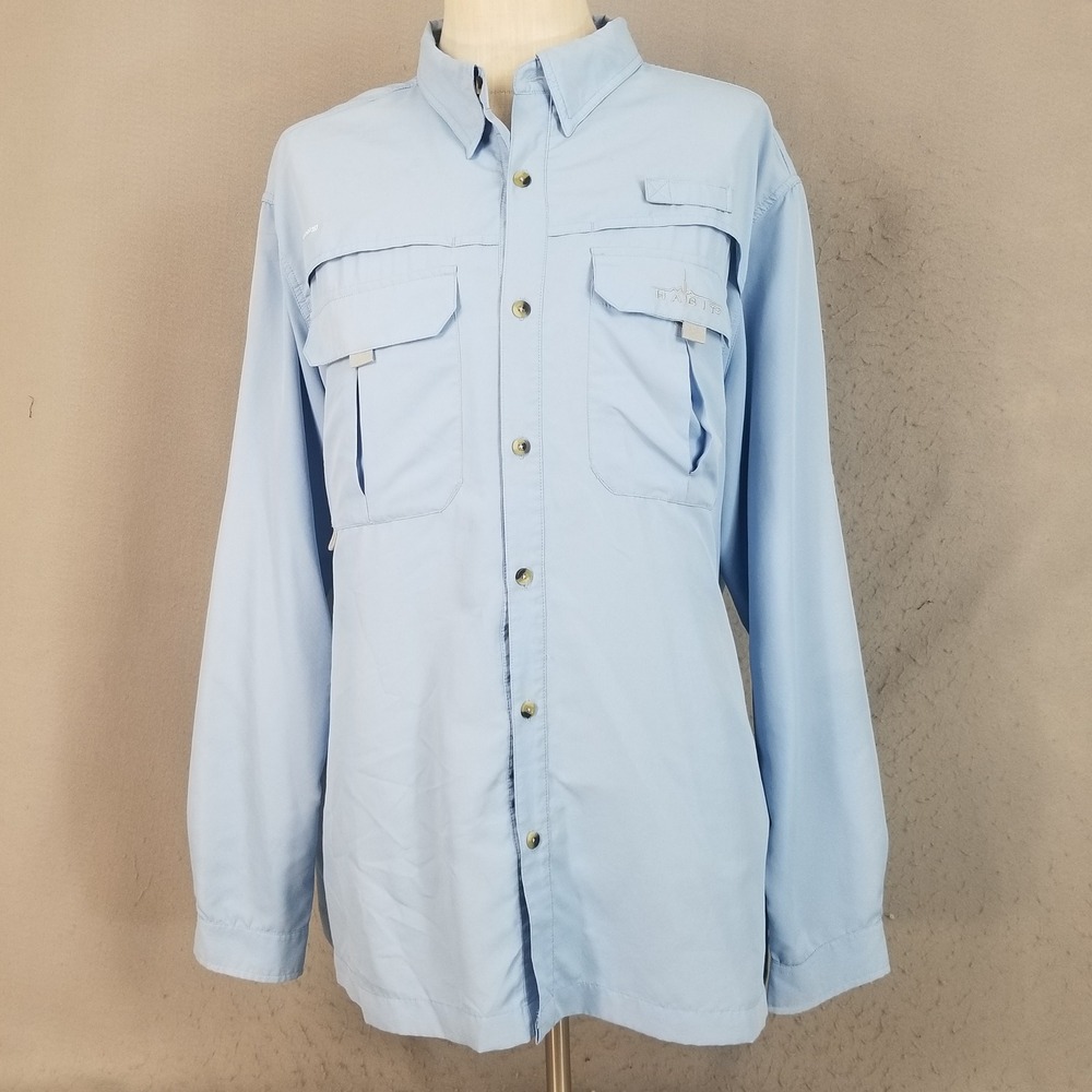 Habit Fishing Shirt Mens 2XL Blue Long Sleeve 360 Venting Solar Factor UPF 40+